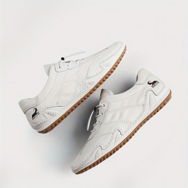 Women'S Casual Fashion Sneakers - All-Season Low Top Lace-up Plain Toe Shoes with Cow Leather Upper, Pig Leather Inner & Insole, and Rubber Sole - Hand Washable Solid Color Shoes from Quanzhou