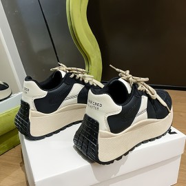 [Synthetic Sneakers] Synthetic Women's Casual Sneakers | Low-Top Lace-Up Design, Slip-Resistant PVC Sole, Breathable Fabric Lining | All-Season Versatile Shoes for Running, Walking, Work & Outdoor Activities