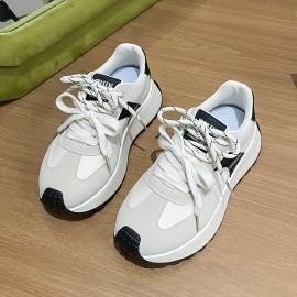 [Synthetic Sneakers] Synthetic Women's Casual Sneakers | Low-Top Lace-Up Design, Slip-Resistant PVC Sole, Breathable Fabric Lining | All-Season Versatile Shoes for Running, Walking, Work & Outdoor Activities