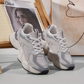 Women'S Chunky Platform Sneakers - Thick Cushioned Sole for Height & Stability, Lace-Up Closure, All-Season Everyday & Formal Shoes in Purple/Black/ - Non-Slip Rubber Outsole for Walking, Parties, Office - Casual Dad Shoes, Ladies Sneakers, Party Footwear, Trendy Footwear, Comfortable Fit, Fashionconscious Women, Stylish Footwear, Breathable Fabric, Fashion Lovers