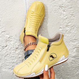 Women'S Fashion Zipper Slip-On Sneakers - Casual Outdoor Shoes with Durable Non-Slip Rubber Sole, Comfortable Walking Shoes Available in Sizes 6-9, All-Season Wear, Casual Footwear | Zipper Closure | Rubber Sole Sneaker