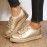 New Women's Golden Casual Sneakers - Versatile Lace-Up Low-Top Design with PU Cover Upper & Breathable Mesh Lining, Comfortable TPR Sole for All-Season Wear, Perfect for Everyday Outfits & Casual Outings, Outfit Complements, Plain Shoe Style, Durable Footwear