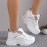 Women's Solid Color Mesh Sneakers, Lace Up Low-top Round Toe Heightening Thick Sole Trainers, Versatile Comfy Shoes