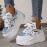 Women's Chunky Platform Sneakers - Mid Top EVA Lace-up Fashion Shoes with Round Toe, Fabric Upper & Lining, Polyurethane Sole for All-Season Comfort