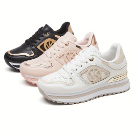[New Thick-Soled Running Shoes] New Thick-Soled Casual Sports Running Shoes with Color Block Laces