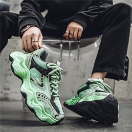 Men'S Fashion Sneakers - Casual Sports Shoes for Running, Hiking & Daily Wear, All-Season Low Top Lace-Up with Round Toe, Fabric Upper & Inner, PVC Sole, Solid Color