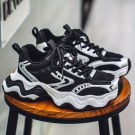 Men'S Fashion Sneakers - Casual Sports Shoes for Running, Hiking & Daily Wear, All-Season Low Top Lace-Up with Round Toe, Fabric Upper & Inner, PVC Sole, Solid Color