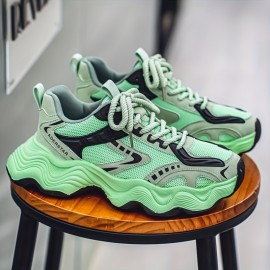 Men'S Fashion Sneakers - Casual Sports Shoes for Running, Hiking & Daily Wear, All-Season Low Top Lace-Up with Round Toe, Fabric Upper & Inner, PVC Sole, Solid Color