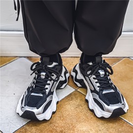 Men'S Fashion Sneakers - Casual Sports Shoes for Running, Hiking & Daily Wear, All-Season Low Top Lace-Up with Round Toe, Fabric Upper & Inner, PVC Sole, Solid Color