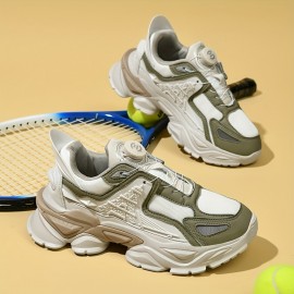 Men's Futuristic Rotating Buckle Dad Sneakers - Breathable Mesh Streetwear Shoes with Cushioned Rubber Sole, All-Season Comfort & Round Toe Design for Casual Wear, Casual Streetwear Shoes | Futuristic Sneakers | Breathable Design