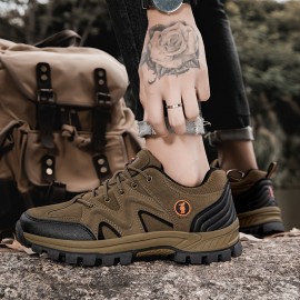 Men's Casual Sneakers - Breathable Low-Top Design with PU/Fabric Upper & EVA Cushioned Sole, Earthy Brown & Black Colorway for All-Season Comfort - Ideal for Daily Wear, Hiking & Urban Adventures, Hiking Shoes