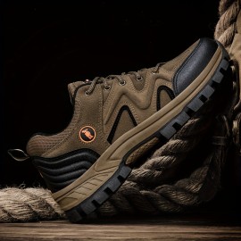 Men's Casual Sneakers - Breathable Low-Top Design with PU/Fabric Upper & EVA Cushioned Sole, Earthy Brown & Black Colorway for All-Season Comfort - Ideal for Daily Wear, Hiking & Urban Adventures, Hiking Shoes