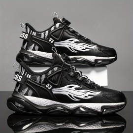 Men'S & Women'S Low-Top Sneakers - Black/White/Red Accent Lace-Up Shoes, Synthetic Cover Upper & Cushioned Rubber Sole for Gym, Everyday, Formal - All-Season Comfortable Casual Shoes, Gym Footwear, Sleek Shoe Design, Fabric Lined Interior, Durable Traction Footwear, Sporty Design, Breathable Fabric, Unisex Footwear, Active Lifestyle