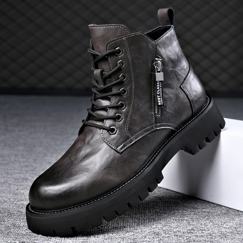 Durable Men's Casual Lace-Up Boots for Everyday Wear and Outdoor Activities - Water-Resistant and Perfect for Any Occasion