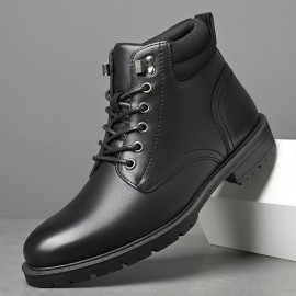 Men'S High-Top Ankle Boots - Non-Slip Thick Rubber Sole, All-Weather Comfort, Lace-Up Work Boots with Cushioned Insole - BrownTan - All-Season Outdoor & Office, Travel Boots For Men - Ideal For Hiking, Camping, Work - Durable Pu Construction