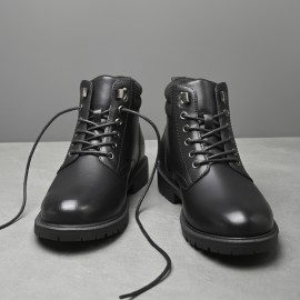 Men'S High-Top Ankle Boots - Non-Slip Thick Rubber Sole, All-Weather Comfort, Lace-Up Work Boots with Cushioned Insole - BrownTan - All-Season Outdoor & Office, Travel Boots For Men - Ideal For Hiking, Camping, Work - Durable Pu Construction