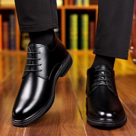 Men's Classic Solid Color Ankle Boots - Lace-Up Walking Shoes with Microfiber Synthetic Upper, Fabric Inner & Insole, Rubber Sole - Business Casual Footwear M1031-2