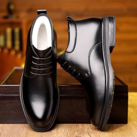 Men's Classic Solid Color Ankle Boots - Lace-Up Walking Shoes with Microfiber Synthetic Upper, Fabric Inner & Insole, Rubber Sole - Business Casual Footwear M1031-2