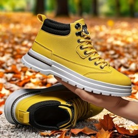 Men's All-Season Heavy-Duty  Ankle Boots - All-Terrain Traction PVC Sole, Round Toe Hiking Boots for Outdoor, Casual & Casual Attire - All-Season Winter/Spring/Fall Boots (Compatible with Thick/Heavy Footwear)