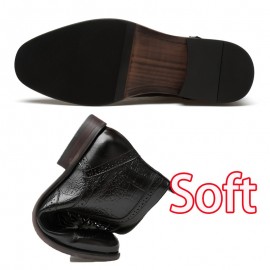 Men'S British Style Brogue High-Top Boots - Soft Faux Upper, Non-Slip Rubber Sole, Lace-Up Mid-Calf Boots for All-Season Casual & Formal Wear, Durable & Comfortable Design, Formal Footwear, Classic Round Toe, Durable Footwear, Men Boot, Boot For Men Suit, Men Thermal Dress Boot, Fleece-lined Insoles, Cold-weather Fleece-lined Jeans, Men Dress Shoe, Men Boots, Men Shoe