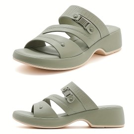 [Open-Toe Crisscross Straps] Women's Summer Sandals - Minimalist Open-Toe Ankle Strap Shoes with Cushioned Insole - Mint Green Faux Cover for Beach, Office, Casual Outfits - Non-Slip TPR Sole Everyday & Formal Footwear, Strappy Sandals, Beach Wear, Crisscross Design, Durable Comfort