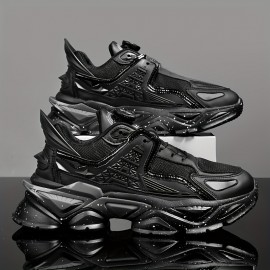 Men's Futuristic Rotating Buckle Dad Sneakers - Breathable Mesh Streetwear Shoes with Cushioned Rubber Sole, All-Season Comfort & Round Toe Design for Casual Wear, Casual Streetwear Shoes | Futuristic Sneakers | Breathable Design