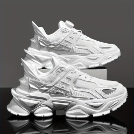 Men's Futuristic Rotating Buckle Dad Sneakers - Breathable Mesh Streetwear Shoes with Cushioned Rubber Sole, All-Season Comfort & Round Toe Design for Casual Wear, Casual Streetwear Shoes | Futuristic Sneakers | Breathable Design
