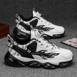 Men'S & Women'S Low-Top Sneakers - Black/White/Red Accent Lace-Up Shoes, Synthetic Cover Upper & Cushioned Rubber Sole for Gym, Everyday, Formal - All-Season Comfortable Casual Shoes, Gym Footwear, Sleek Shoe Design, Fabric Lined Interior, Durable Traction Footwear, Sporty Design, Breathable Fabric, Unisex Footwear, Active Lifestyle