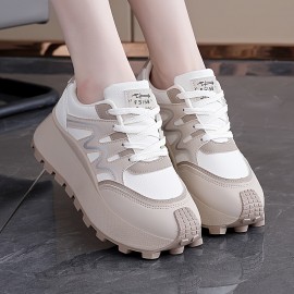 Women'S Lightweight Sneakers - All-Season Lace-Up Walking Shoes, Minimalist White & Black Accent Design, Cushioned TPU Sole for Running, Gym, Everyday - Synthetic Cover Upper Casual Shoes for Women & Teens, Gym Footwear, Sleek Shoe Design, Fabric Lined Interior, Sporty Footwear, Durable Construction, Versatile Footwear, Teen Fashion, Gym Trainers, Sporty Sneakers, Teen Wear, Casual Footwear, Lifestyle, Comfortable Footwear, Teenage Style, Trendy Footwear