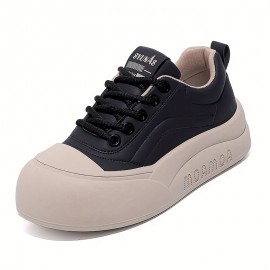 Women's Casual Fashion Sneakers Low Top Lace-Up Walking Shoes with Lightweight TPU Sole and Fabric Insole - Solid Color All-Season Comfort Footwear