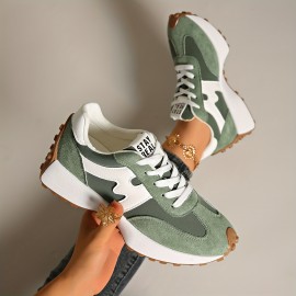 [Lightweight Lace-Up Sneakers] Women's Lightweight Lace-Up Sneakers - Low-Top Sneakers With Cushioned Rubber Sole, All-Season Urban Walking Shoes In Black/White/ Mint Green/ - Minimalist Everyday Shoes For Gym, Office, Errands - Easy-Clean Synthetic Cover-Like Upper, Ladies Sneakers, Gym Footwear, Sleek Design, Breathable Fabric, Casual Footwear, Lifestyle, Sporty Design, Durable Construction, Fitness Enthusiasts, Olive Green Sneakers For Women, Orange Sneakers For Women, Olive Green Shoes For Women, Lady's Casual