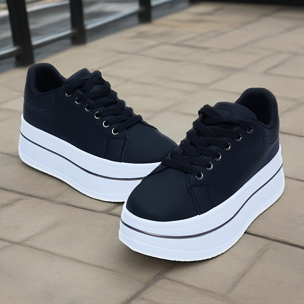 Women'S Breathable Low-Top Sneakers - Lightweight, Soft Sole Casual Shoes for Running, Fitness & Sports, Black with White Detailing, Lace-Up Closure, All-Season Comfort