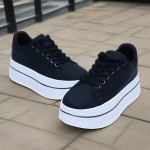 Women'S Breathable Low-Top Sneakers - Lightweight, Soft Sole Casual Shoes for Running, Fitness & Sports, Black with White Detailing, Lace-Up Closure, All-Season Comfort