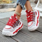 Women'S Chunky Gray & Purple Sneakers - Casual Lace-Up Sneakers with Thick Rubber Sole, Fashionable Low-Top Design, All-Season Wear