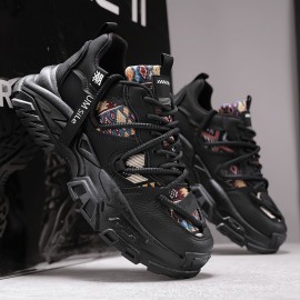 Men's Fashion Dad Shoes - Casual & Athletic Sneakers with Mesh Upper, Breathable Design, White & Multicolor Pattern, Comfortable for Casual Attire, Running, and Sports