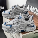 Men'S Breathable Mesh Sneakers with Thick Cushioned Sole - Lightweight Low-Top Lace-Up Shoes for Casual, Running & Outdoor Activities - All-Season Comfort, & Accents, Synthetic Synthetic Faux Upper, Round Toe Design, Hiking Footwear