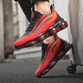 Men'S Low-Top Casual Sneakers with Air Cushion Technology - Breathable Fabric Upper, Red & Black Design, EVA Sole for All-Season Comfort, Everyday Shoes | Sleek Shoe Design | Air Cushion Shoes