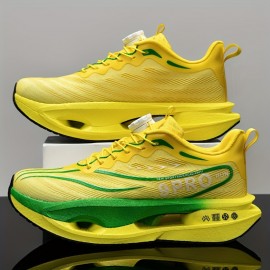 Men's Casual Sneakers - Breathable Fabric Upper, Lightweight EVA Sole, Vibrant Yellow & Green Colorway, Low-Top Lace-Up Design for All-Season Comfort & Casual Attire, Allseason Shoes, Modern Sneakers, Durable Traction Shoes, Walking Shoes, Sporty Style, Comfortable Fit, Versatile Footwear, Urban Wear