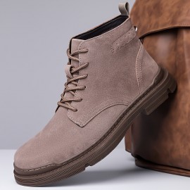 Men'S Winter Boots - Slip-Resistant Rubber Sole, Lace-Up Ankle Support, All-Season Outdoor Shoes for Hiking, Construction, Everyday - Brown Boots with Cushioned Insole - Durable Synthetic Faux Upper - Ideal for Cold Weather & Heavy Terrain, Winter Shoes, Hiking Footwear, Sporty Design, Warm Lining, Construction Workers, Casual Footwear, Retro Style, Reinforced Stitching, Slip On Driving Boot/shoe Boot, Driving Shoe, Versatile Outdoor Boot