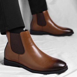 Men'S Slip-On Chelsea Boots - Winter Warm Thermal Insulated Anti-Slip Shoes with Non-Slip Rubber Sole, Slip-Resistant Traction, Easy Slip-On Closure - Black Boots for Cold Weather, Everyday & Formal Use - Durable Synthetic Construction, Winter Boots, Cold Weather Footwear, Sleek Boot Design, Microfiber Upper, Outdoor Footwear, Casual Footwear, Highquality Footwear, Urban Commuters, Thick