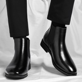 Men'S Slip-On Chelsea Boots - Winter Warm Thermal Insulated Anti-Slip Shoes with Non-Slip Rubber Sole, Slip-Resistant Traction, Easy Slip-On Closure - Black Boots for Cold Weather, Everyday & Formal Use - Durable Synthetic Construction, Winter Boots, Cold Weather Footwear, Sleek Boot Design, Microfiber Upper, Outdoor Footwear, Casual Footwear, Highquality Footwear, Urban Commuters, Thick