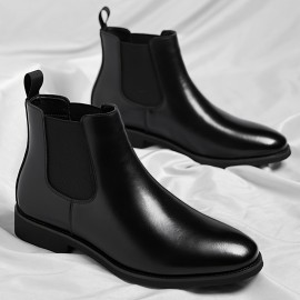 Men'S Slip-On Chelsea Boots - Winter Warm Thermal Insulated Anti-Slip Shoes with Non-Slip Rubber Sole, Slip-Resistant Traction, Easy Slip-On Closure - Black Boots for Cold Weather, Everyday & Formal Use - Durable Synthetic Construction, Winter Boots, Cold Weather Footwear, Sleek Boot Design, Microfiber Upper, Outdoor Footwear, Casual Footwear, Highquality Footwear, Urban Commuters, Thick
