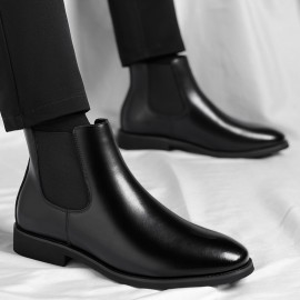 Men'S Slip-On Chelsea Boots - Winter Warm Thermal Insulated Anti-Slip Shoes with Non-Slip Rubber Sole, Slip-Resistant Traction, Easy Slip-On Closure - Black Boots for Cold Weather, Everyday & Formal Use - Durable Synthetic Construction, Winter Boots, Cold Weather Footwear, Sleek Boot Design, Microfiber Upper, Outdoor Footwear, Casual Footwear, Highquality Footwear, Urban Commuters, Thick