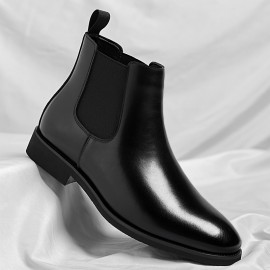 [Easy On/Off Fashion Boots] Plus Size Men's Casual Chelsea Boots - Slip-On Square Toe, Lightweight All-Season Comfort, Faux Cover Upper & Rubber Sole, Round Toe Design for Daily Wear, Outdoor Activities - Easy On/Off Fashion Boots, Outdoor Footwear, Minimalist Style, Durable Construction, Urban Style