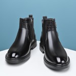 [Men's Ankle Boots] Slip-On & Zipper Closure Men's Ankle Boots | Synthetic Upper, Cushioned Insole & Non-Slip Rubber Outsole | Formal & Casual, Easy-Clean Black, Fall/Winter, Party Footwear, Embossed Animal Design, Durable Traction, Office Wear, Classic Style, Sturdy Construction, Fashion Enthusiasts