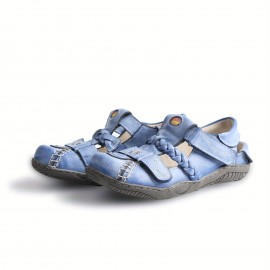 [French Retro Sandals] TMA EYES French Retro Women's Summer Sandals | Adjustable Hook-and-Loop Closure, Breathable Hollow-Out Toe, Low Heel & Cushioned Insole, Durable TPR Sole - Casual Comfort for Warm Weather, Strappy Sandals