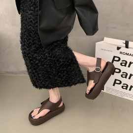 Women's Premium Black Synthetic Cover Sandals - Adjustable Buckle Strap, Mid-Heel Open-Toe Design with Cushioned Insole & Non-Slip Rubber Sole for Casual to Formal Occasions, Summer Footwear, Stylish Footwear, Durable Construction, Comfortable Footwear, Summer Shoes