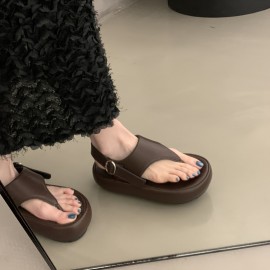 Women'S Stylish Brown Slide Sandals with Buckle Strap - Open-Toe Mid-Heel, Faux Cover, Perfect for Casual or Dressy Outfits, Casual Footwear | Open Toe Sandals | Faux Cover Sandals
