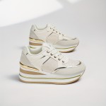 Women's Solid Color Casual Sneakers, Platform Soft Sole Heightening Walking Shoes, Breathable Low-top Wedge Shoes