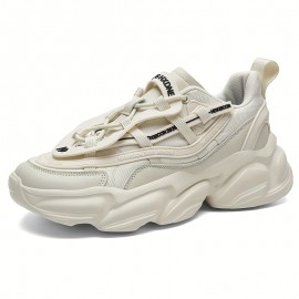 Men's Breathable Lightweight Running Platform Shoes, Outdoor Athletic Walking Shoes, Men's Lace Up Sneakers, Spring And Summer